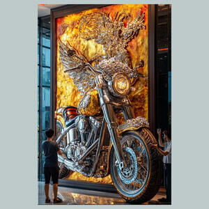 #0192-SM Motcycle Mural 4x6 Glossy Photo - Fast-Secure Shipping